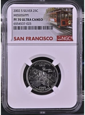 2002-S  - SILVER PROOF MISSISSIPPI STATE 25c - NGC PF70 UCAM San Francisco - Image 1 of 3