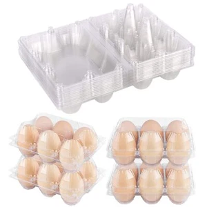 Plastic Clear Egg Carton for 6 Eggs12Pack Egg Tray Reusable Medium Size Egg C... - Picture 1 of 8