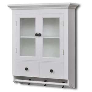 Wooden Kitchen Wall Cabinet With Glass Door - White - Picture 1 of 7