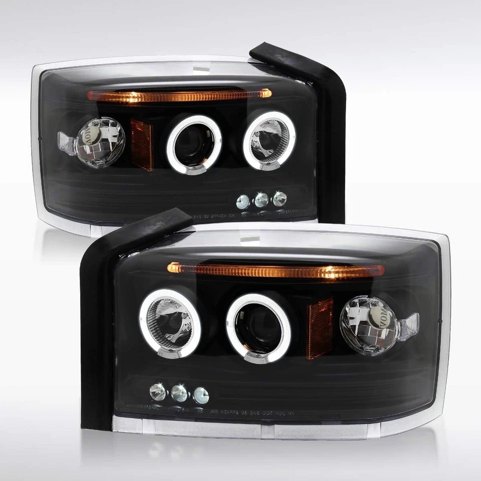 PARA 05-07 DODGE DAKOTA LED HALO CARCASA NEGRA CON FARO ESQUINERO ÁMBAR FARO Foto 1 de 4