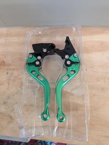 KAWASAKI ZX6/10 CNC Brake Clutch Levers Green/Black, sold as is. Free Shipping - Picture 1 of 4