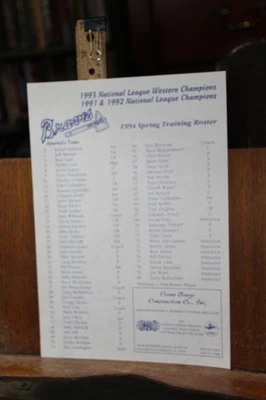 Atlanta Braves 1994 Roster Spring Training - Image 1 of 2