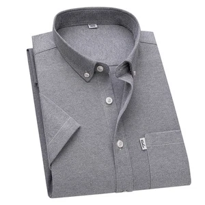 Mens Oxford Shirts Formal Business Short Sleeves Cotton Casual Summer Shirts Top - Picture 1 of 14