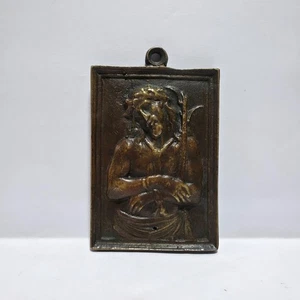 Antica placca in bronzo raffigurante Ecce Homo. XVII Secolo Spagna - Imagen 1 de 9