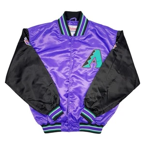 Vtg Rare MLB Arizona Diamondbacks Purple Starter Satin Bomber Jacket Men’s XL - Picture 1 of 10