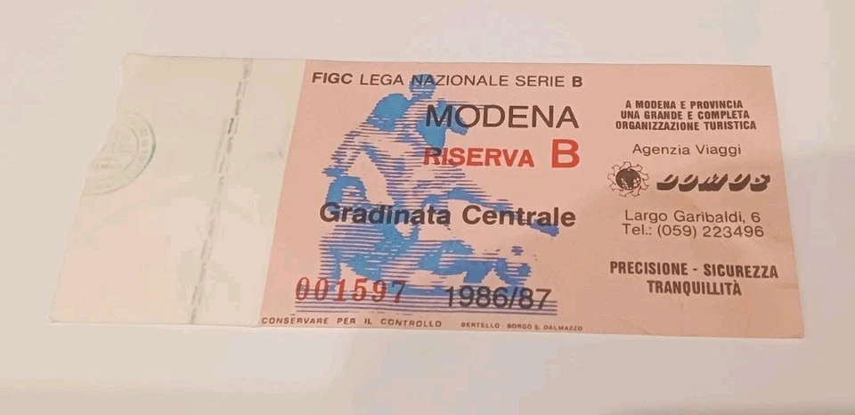 Modena- Napoli biglietto Ticket Stadio Calcio Amichevole 1986  Gol Maradona - Immagine 1 di 2