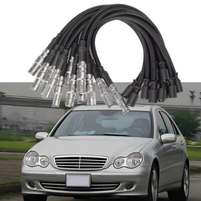 1121500118 Black Spark Plug Ignition Wire Set For Mercedes-Benz C240 2001-2005 Foto 1 de 4