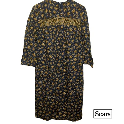 Camisón De Colección Sears Roebuck Talla 14 Mujer Manga 3/4, Bolsillos, Floral, Azul Foto 1 de 4