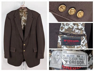 Blazer McGregor Vintage Años 70 Marrón Polipunto Mod Contraste Puntada Disco Hecho en Unión Foto 1 de 4