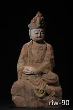 Chinese antique collection Wood carving Free Guanyin Sitting image