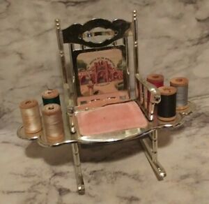 Vntg Grotto of the Redemption IA Souvenir Gold Plastic Sewing Chair Pin Cushion