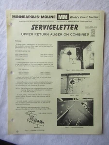 Folleto de carta de servicio de barrena de devolución combinada Minneapolis Moline 4296 4292 3496 - Imagen 1 de 2