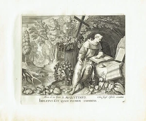 S. Augustinus Sant'Agostino Dottore Chiesa Incisione Originale 1500 Sadeler - Foto 1 di 1