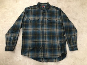 Wolverine Teal & Brown Plaid Flannel Shirt Large Poly/Rayon chest 48" - Picture 1 of 7