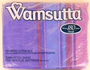 Wamsutta Sumatra Purple Striped Twin FItted Sheet New in Original Package - Picture 1 of 2