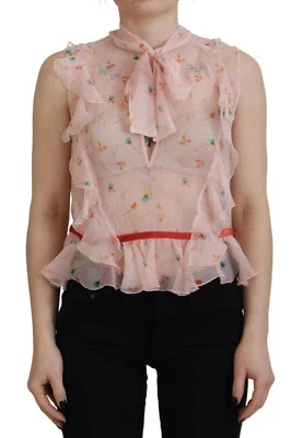 DSQUARED2 Top Rosa Estampado Floral Seda Sin Mangas Cuello Ascot IT38/US4/XS 700usd Foto 1 de 4