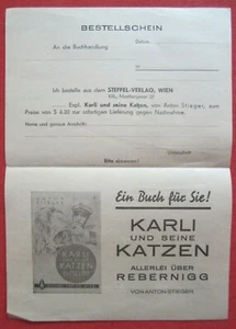 Orig. Werbung Verlag Buch Karli und seine Katzen Rebernigg Zirkus Circus 1955 - Bild 1 von 4