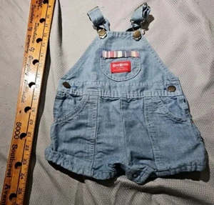 Vtg Osh Kosh B’gosh Overalls Youth Kids Size 18 M Blue Faded Logo Snap Leg - Picture 1 of 18