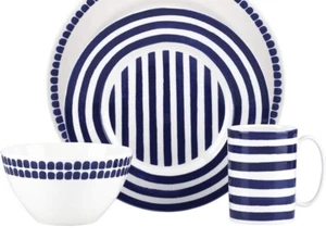 LENOX KATE SPADE 3pc CHARLOTTE STREET NORTH NAVY/WHITE SET BNIB $80 - Picture 1 of 11