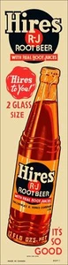 HIRES ROOT BEER 2 GLASS SIZE 20" HEAVY DUTY USA MADE METAL CLEAN SODA ADV SIGN - Picture 1 of 1