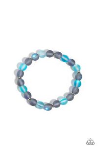 Paparazzi Clear Craze - Blue & Gray Stones - Floral Beads - Stretch Bracelet