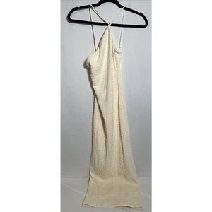 BERSHKA WOMENS BEIGE PENCIL DRESS SIZE XS - Picture 1 of 4