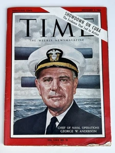 1962 November 2 Time Magazine- Navy Admiral George W Anderson - No Mailing Label - Picture 1 of 5