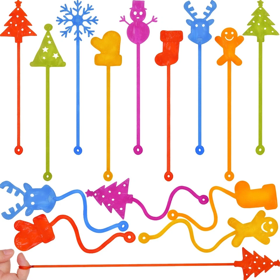 HOWZCCI 36 Pack Christmas Sticky Hands Toys Christmas Tree Hat Stocking Glove Deer Sn...