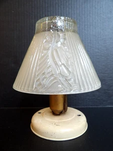 Antique Lamp Ceiling Wall Frosted & Clear Glass Embossed Ribbed Cone Shaped - Picture 1 of 5