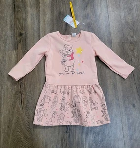 Disney Winnie The Pooh Dress 6-12 Months Long Sleeve Pink You Are So Loved - Picture 1 of 8
