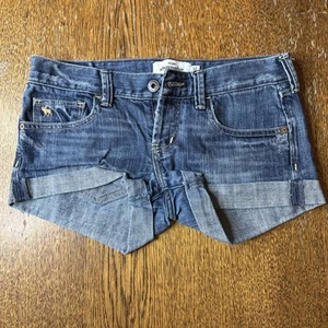 ABERCROMBIE KIDS Girls Medium Wash Jean Shorts sz 12 Cuffed Distressed - Picture 1 of 8