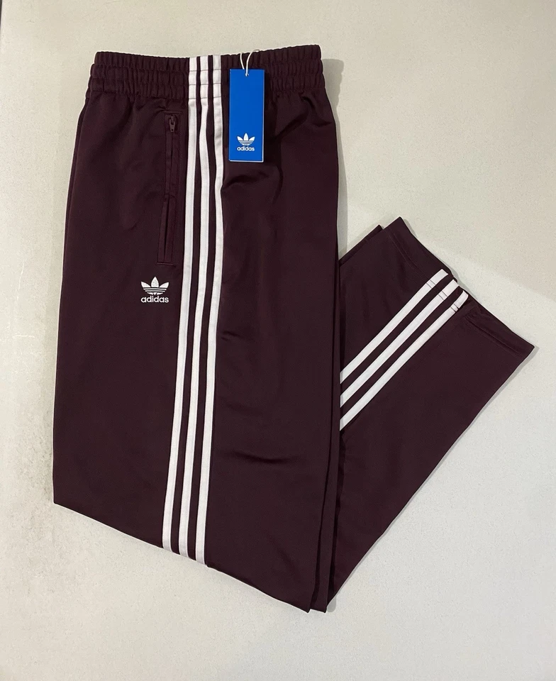 adidas Originals Adicolor Firebird Trainingshose Maroon Weiß Größe L IN4678 - Bild 1 von 4