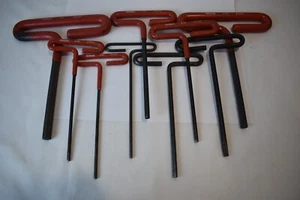 Eklind Tools 9 Piece SAE T handle Hex Allen Key Set USA Red - Picture 1 of 7