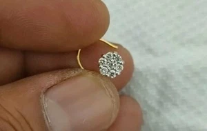 Diamond Nose Piercing 14k Solid Gold Natural Diamond Nose Pin Body Jewelry Gift. - Picture 1 of 12