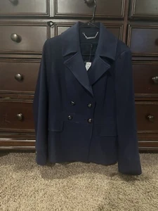 White House Black Market Women S Blocked Peacoat Jacket Officer Blue $220 Retail - Picture 1 of 7