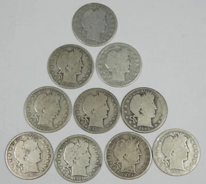 LOTE x 10 diferentes fechas/marca de ceca barbero plata años 50 AVE CIRC 1895-1914-S - Imagen 1 de 4
