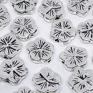 10pcs Flower Metal Spacer Beads Antique Silver 10mm - B694463