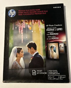Papier fotograficzny HP High Gloss Inkjet Premium Plus 25 arkuszy 8,5" x 11" NOWY zapieczętowany - Zdjęcie 1 z 2