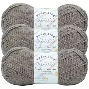 (3 Pack) Lion Brand Yarn 151-125B Feels Like Alpaca Yarn, Taupe - Picture 1 of 3