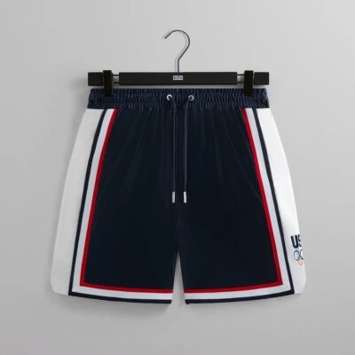 Kith for Team USA Faille Jersey Ryan Corto Azul Marino Baloncesto Gimnasio Pantalones Cortos Talla Grande Foto 1 de 4