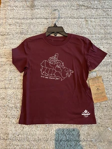 Hudson's Bay Kids Short Sleeve T-Shirt Are We There Yet Canada Map Wine Size 3/4 - Picture 1 of 8