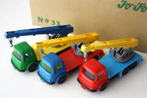 3X RARE VINTAGE 70'S JOY TOY No 33 BEDFORD CRANE TRUCK GREECE GREEK NEW UNUSED ! - Picture 1 of 8