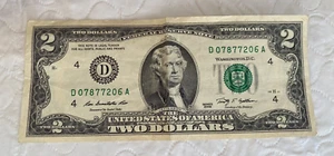 2009 "2" DOLLAR BILL - LOW SERIAL NUMBER AND PERFECT CONDITION - Picture 1 of 2