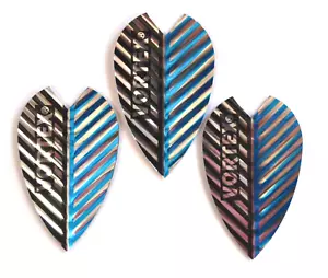 5 SÄTZE EGGEN GERIPPT WIRBEL FEDERFÖRMIG DART FLIGHTS SCHWARZ BLAU SILBER - Bild 1 von 2