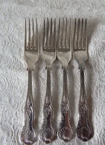VINTAGE Sheffield England EPNS LUNCHEON FORKS 4-KINGS PATTERN - Picture 1 of 2