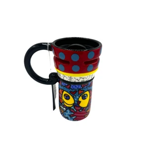 Romero Britto Keramik 16 Unzen Kaffee Reisebecher 2008 Vintage "Fisch" - Bild 1 von 5