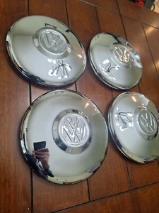 66 67 1967 1966 Vintage Vw Volkswagen Bug Stock Hub caps Squareback No Clip Set - Picture 1 of 6