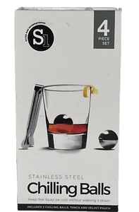 Whiskey Chilling Balls – Reusable Stainless Steel Ice Spheres (Set, New Open Box - Picture 1 of 6
