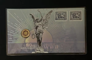 2025 Impressions PNC $2 Coloured Coin Remembrance 80th Anniversary End of WWII - Picture 1 of 2