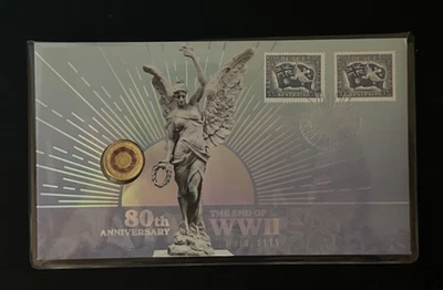 2025 Impressions PNC $2 Coloured Coin Remembrance 80th Anniversary End of WWII - image 1 of 2